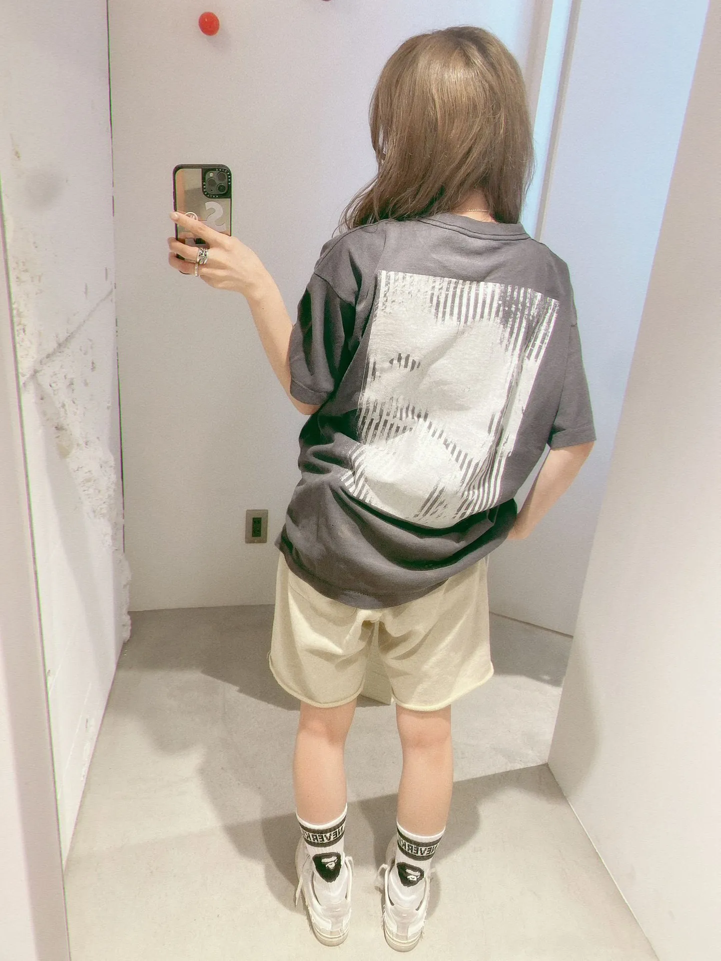 SAINT Mxxxxxx 'SAINT' SWEAT SHORTS/GRY/BLK embroidered SAINT LOGO basic shorts, distressed gray/washed black S-XL, four needles and six threads throughout, produced by a major domestic factory, imported Tajima machine embroidery, washed and distressed, original version